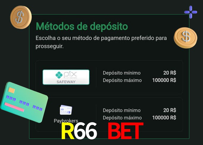 O cassino R66 Bet oferece uma grande variedade de métodos de pagamento